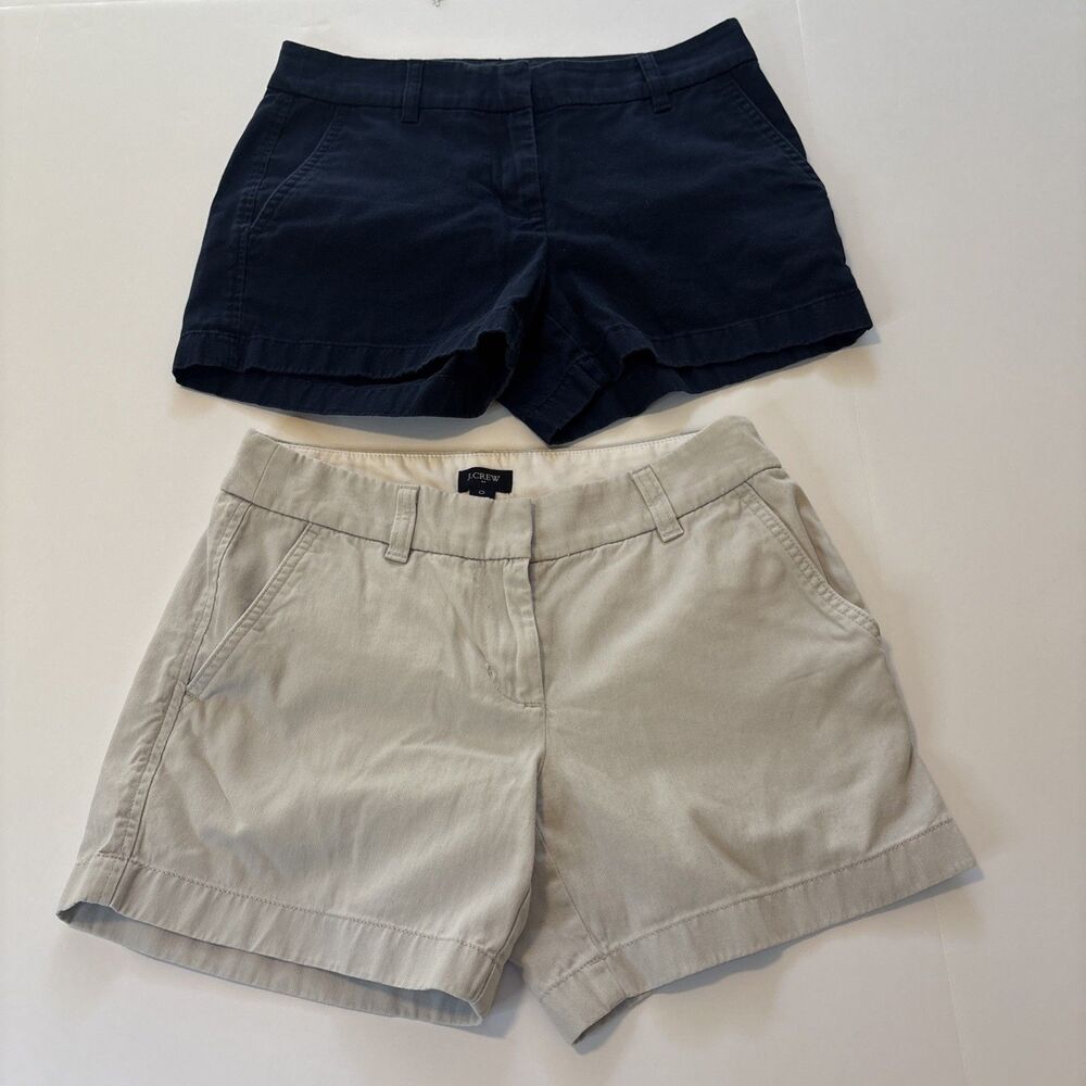 Two pair of J Crew shorts - Light Ivory and Blue- Size 0
